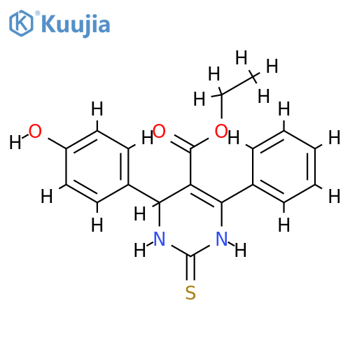 ethyl 4-(4-hydroxyphenyl)-6-phenyl-2-sulfanylidene-1,2,3,4-tetrahydropyrimidine-5-carboxylate structure