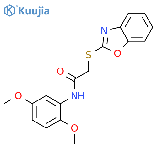 2-(1,3-benzoxazol-2-ylsulfanyl)-N-(2,5-dimethoxyphenyl)acetamide structure