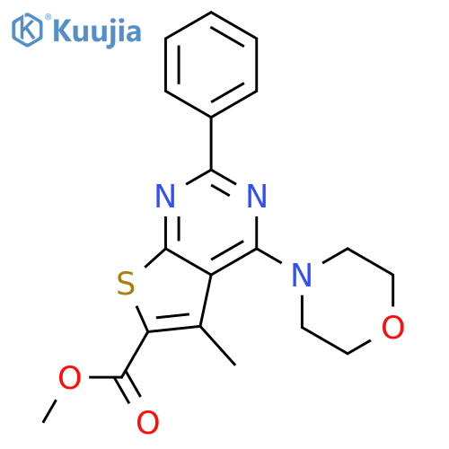 <br>5-Methyl-4-morpholin-4-yl-2-phenyl-thieno[2,3-d]pyrimidine-6-carboxylic aci d methyl ester structure