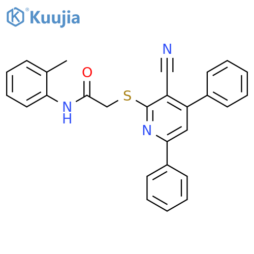 2-(3-Cyano-4,6-diphenyl-pyridin-2-ylsulfanyl)-N-o-tolyl-acetamide structure