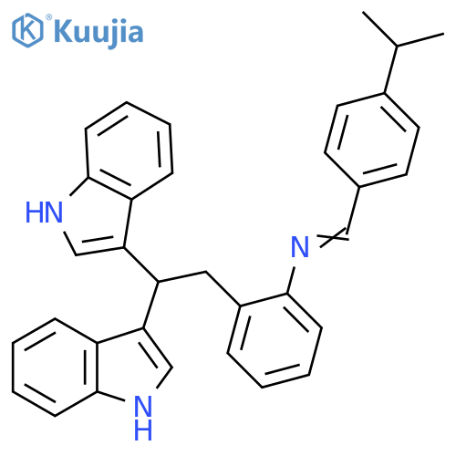 Benzenamine,2-(2,2-di-1H-indol-3-ylethyl)-N-[[4-(1-methylethyl)phenyl]methylene]- structure