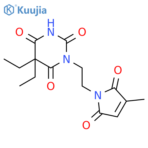 5,5-diethyl-1-[2-(3-methyl-2,5-dioxo-2,5-dihydro-1H-pyrrol-1-yl)ethyl]pyrimidine-2,4,6(1H,3H,5H)-trione structure