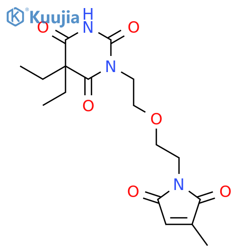5,5-diethyl-1-{2-[2-(3-methyl-2,5-dioxo-2,5-dihydro-1H-pyrrol-1-yl)ethoxy]ethyl}pyrimidine-2,4,6(1H,3H,5H)-trione structure