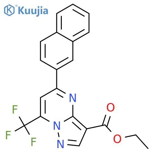 ethyl 5-(naphthalen-2-yl)-7-(trifluoromethyl)pyrazolo1,5-apyrimidine-3-carboxylate structure