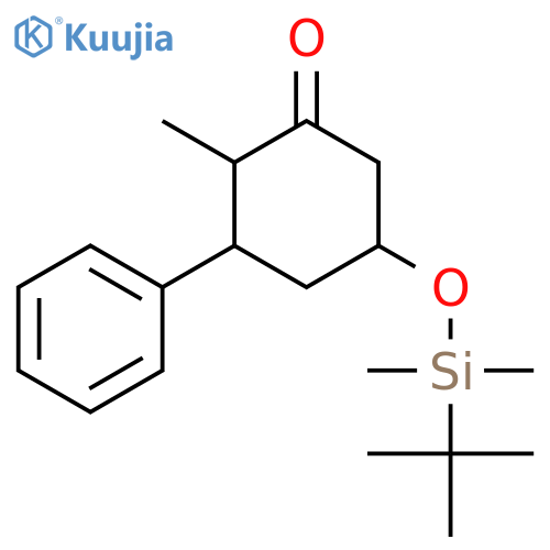 Cyclohexanone, 5-[[(1,1-dimethylethyl)dimethylsilyl]oxy]-2-methyl-3-phenyl-, (2R,3R,5R)-rel- structure