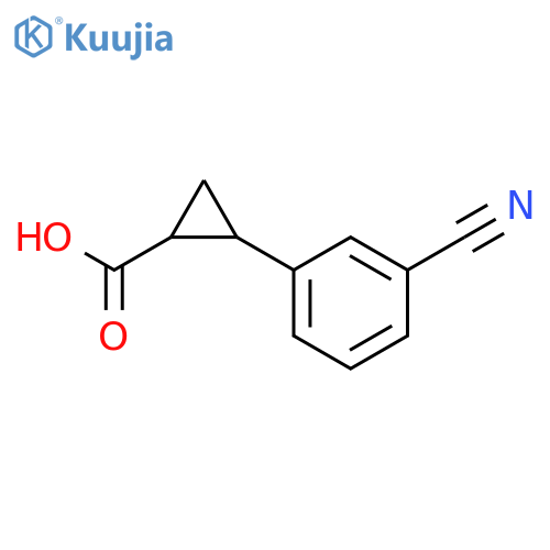 2-(3-cyanophenyl)cyclopropanecarboxylic acid structure