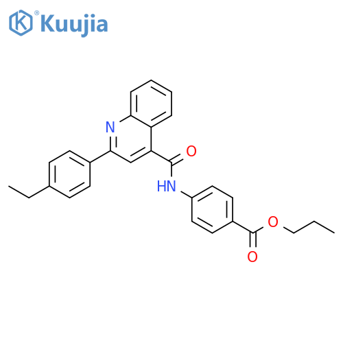 <br>4-{[2-(4-Ethyl-phenyl)-quinoline-4-carbonyl]-amino}-benzoic acid propyl est er structure