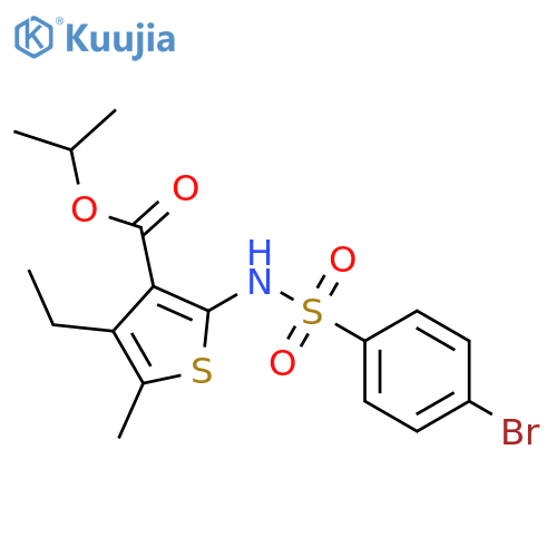 <br>isopropyl 2-{[(4-bromophenyl)sulfonyl]amino}-4-ethyl-5-methyl-3-thiopheneca rboxylate structure