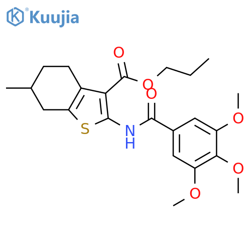 <br>propyl 6-methyl-2-[(3,4,5-trimethoxybenzoyl)amino]-4,5,6,7-tetrahydro-1-ben zothiophene-3-carboxylate structure