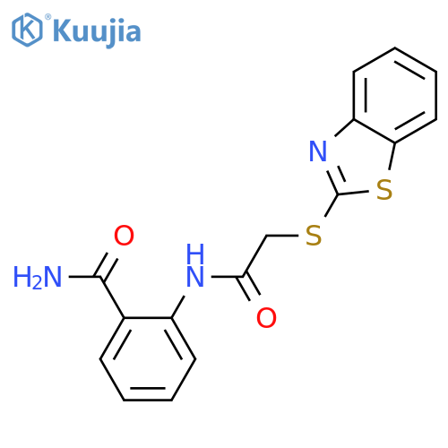 2-{[(1,3-benzothiazol-2-ylsulfanyl)acetyl]amino}benzamide structure
