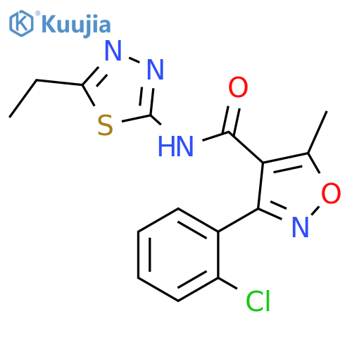 3-(2-chlorophenyl)-N-(5-ethyl-1,3,4-thiadiazol-2-yl)-5-methyl-1,2-oxazole-4-carboxamide structure