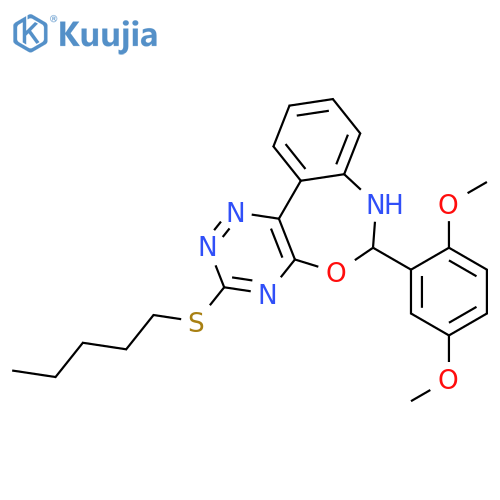 <br>6-(2,5-dimethoxyphenyl)-3-(pentylsulfanyl)-6,7-dihydro[1,2,4]triazino[5,6-d ][3,1]benzoxazepine structure