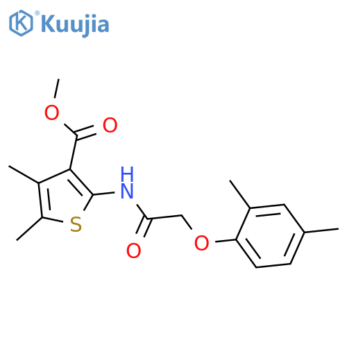 <br>2-[2-(2,4-Dimethyl-phenoxy)-acetylamino]-4,5-dimethyl-thiophene-3-carboxyli c acid methyl ester structure