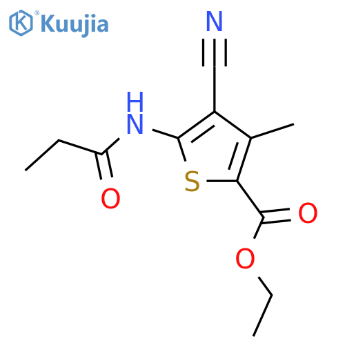 ethyl 4-cyano-3-methyl-5-propanamidothiophene-2-carboxylate structure