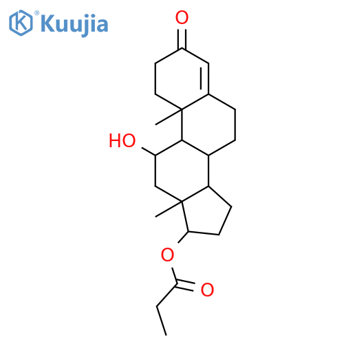Androst-4-en-3-one, 11.β.,17.β.-dihydroxy-, 17-propionate structure