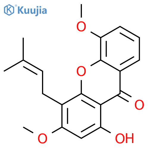 1-hydroxy-3,5-dimethoxy-4-(3-methyl-but-2-enyl)-xanthen-9-one structure