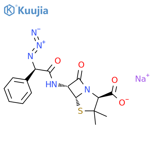 4-Thia-1-azabicyclo[3.2.0]heptane-2-carboxylicacid, 6-[[(2R)-azidophenylacetyl]amino]-3,3-dimethyl-7-oxo-, monosodium salt,(2S,5R,6R)- (9CI) structure