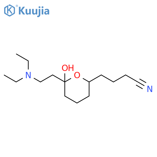2H-Pyran-2-butanenitrile, 6-[2-(diethylamino)ethyl]tetrahydro-6-hydroxy- structure