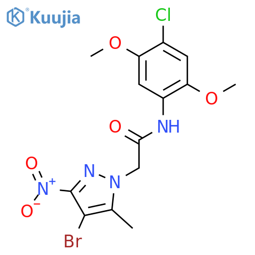 2-(4-bromo-5-methyl-3-nitro-1H-pyrazol-1-yl)-N-(4-chloro-2,5-dimethoxyphenyl)acetamide structure