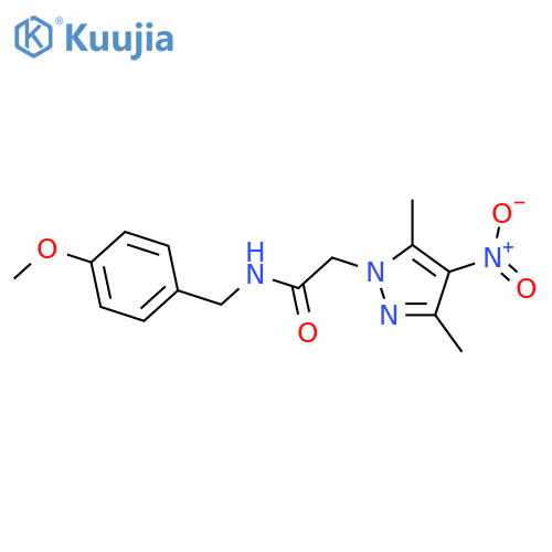 2-(3,5-Dimethyl-4-nitro-pyrazol-1-yl)-N-(4-methoxy-benzyl)-acetamide structure