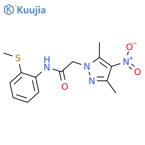 2-(3,5-Dimethyl-4-nitro-pyrazol-1-yl)-N-(2-methylsulfanyl-phenyl)-acetamide structure