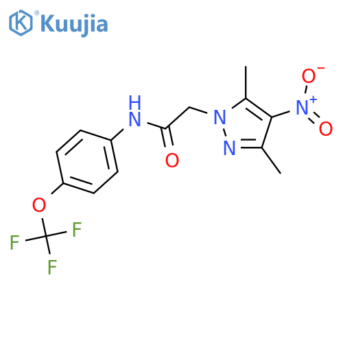 <br>2-(3,5-Dimethyl-4-nitro-pyrazol-1-yl)-N-(4-trifluoromethoxy-phenyl)-acetami de structure