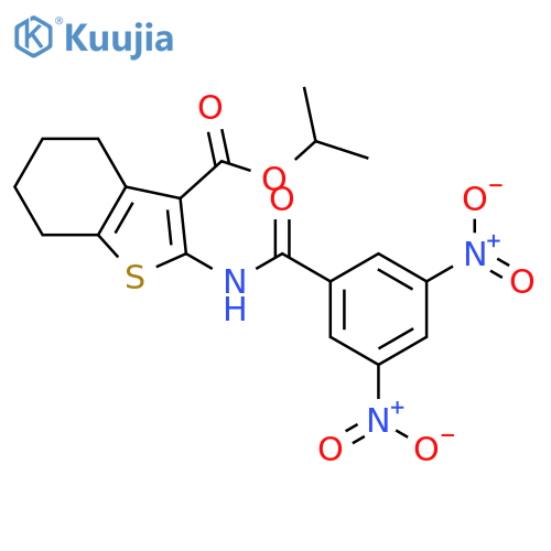 <br>isopropyl 2-({3,5-bisnitrobenzoyl}amino)-4,5,6,7-tetrahydro-1-benzothiophen e-3-carboxylate structure