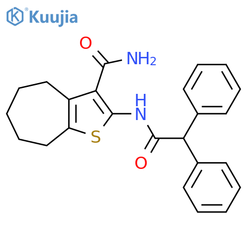 2-(2,2-diphenylacetamido)-4H,5H,6H,7H,8H-cycloheptabthiophene-3-carboxamide structure