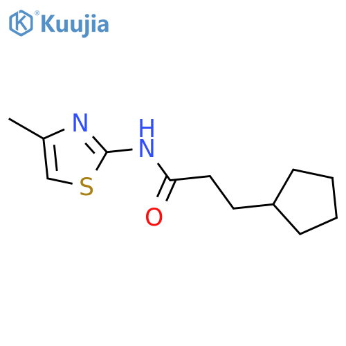 3-Cyclopentyl-N-(4-methyl-thiazol-2-yl)-propionamide structure