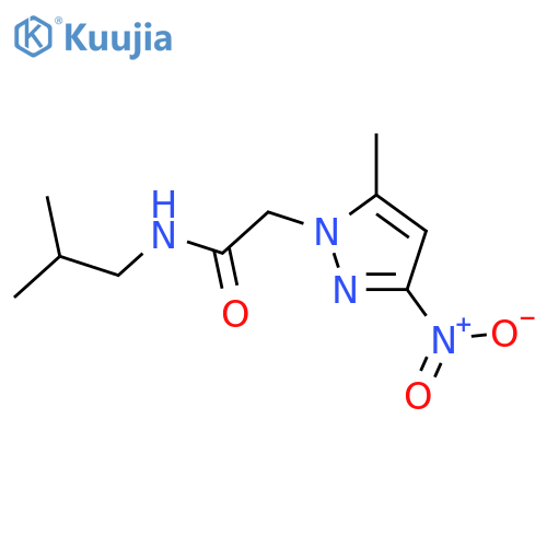 2-(5-methyl-3-nitro-1H-pyrazol-1-yl)-N-(2-methylpropyl)acetamide structure