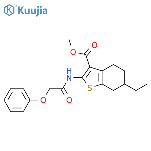 <br>methyl 6-ethyl-2-(2-phenoxyacetamido)-4,5,6,7-tetrahydro-1-benzothiophene-3 -carboxylate structure