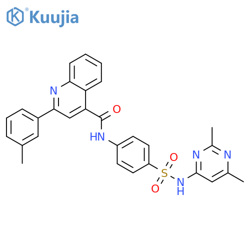 <br>2-m-Tolyl-quinoline-4-carboxylic acid [4-(2,6-dimethyl-pyrimidin-4-ylsulfam oyl)-phenyl]-amide structure