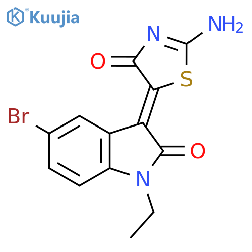 5-bromo-1-ethyl-3-(5Z)-2-imino-4-oxo-1,3-thiazolidin-5-ylidene-2,3-dihydro-1H-indol-2-one structure