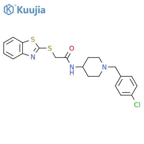 2-(1,3-benzothiazol-2-ylsulfanyl)-N-{1-(4-chlorophenyl)methylpiperidin-4-yl}acetamide structure
