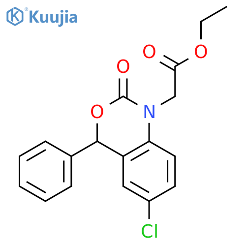Ethyl 2-(6-chloro-2-oxo-4-phenyl-2,4-dihydro-1H-benzo[d][1,3]oxazin-1-yl)acetate structure