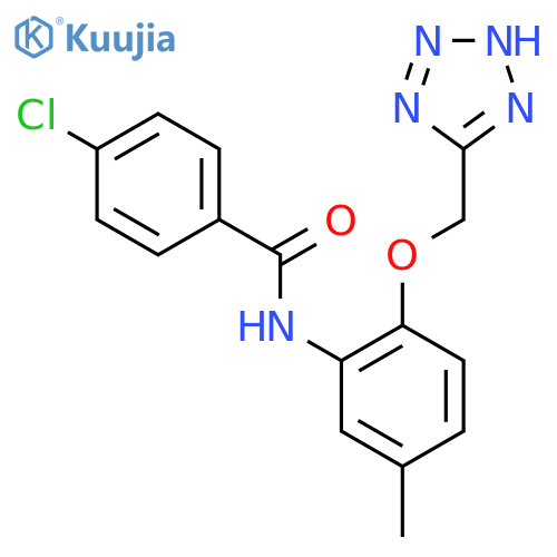 4-chloro-N-[5-methyl-2-(2H-tetrazol-5-ylmethoxy)phenyl]benzamide structure