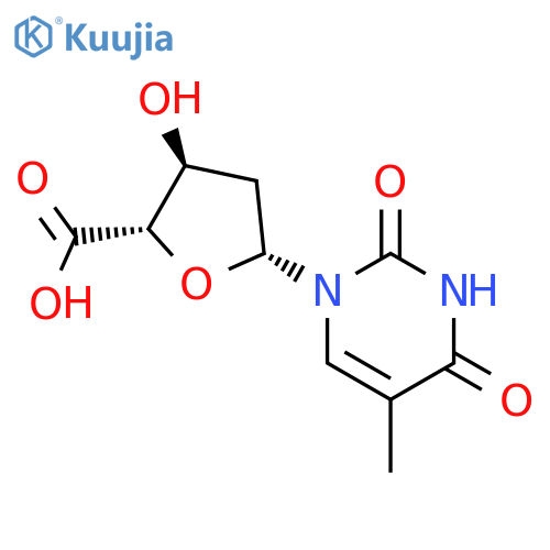 b-D-erythro-Pentofuranuronic acid,1,2-dideoxy-1-(3,4-dihydro-5-methyl-2,4-dioxo-1(2H)-pyrimidinyl)- structure