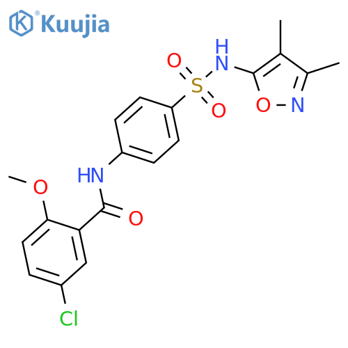 <br>5-chloro-N-(4-{[(3,4-dimethylisoxazol-5-yl)amino]sulfonyl}phenyl)-2-methoxy benzamide structure