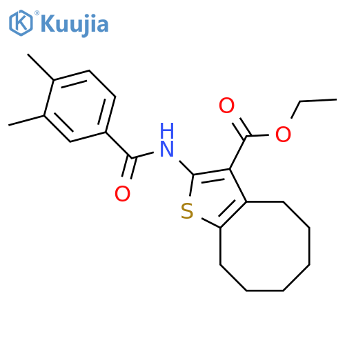 <br>ethyl 2-[(3,4-dimethylbenzoyl)amino]-4,5,6,7,8,9-hexahydrocycloocta[b]thiop hene-3-carboxylate structure