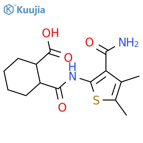 <br>2-({[3-(aminocarbonyl)-4,5-dimethylthien-2-yl]amino}carbonyl)cyclohexanecar boxylic acid structure