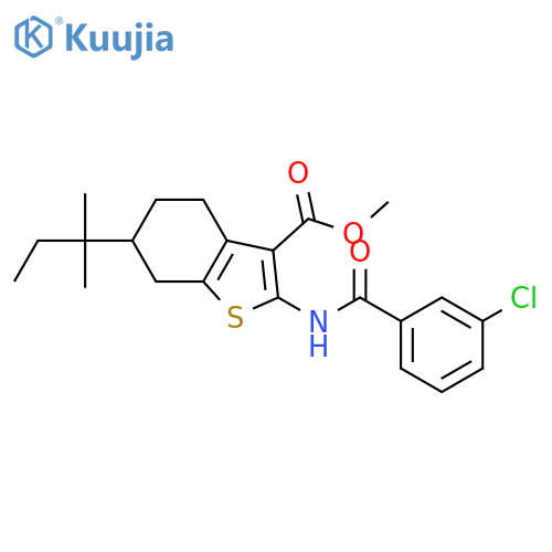 <br>methyl 2-[(3-chlorobenzoyl)amino]-6-tert-pentyl-4,5,6,7-tetrahydro-1-benzot hiophene-3-carboxylate structure