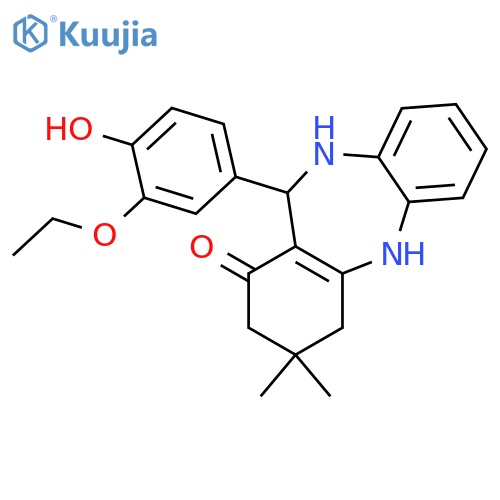<br>11-(3-Ethoxy-4-hydroxy-phenyl)-3,3-dimethyl-2,3,4,5,10,11-hexahydro-dibenzo [b,e][1,4]diazepin-1-one structure