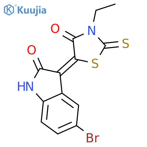 (Z)-5-(5-Bromo-2-oxoindolin-3-ylidene)-3-ethyl-2-thioxothiazolidin-4-one structure