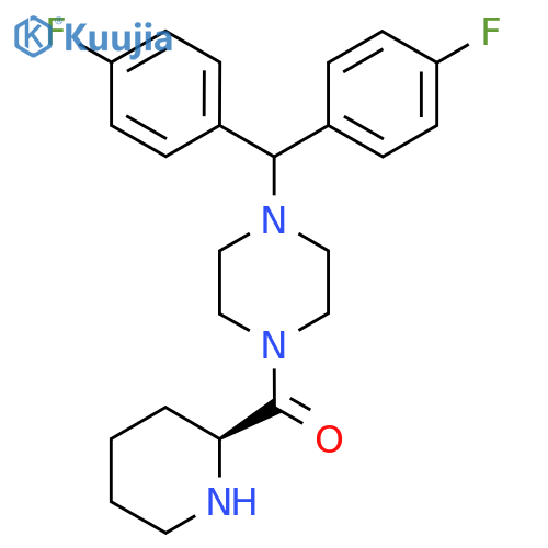 Piperazine, 1-[bis(4-fluorophenyl)methyl]-4-[(2S)-2-piperidinylcarbonyl]- structure