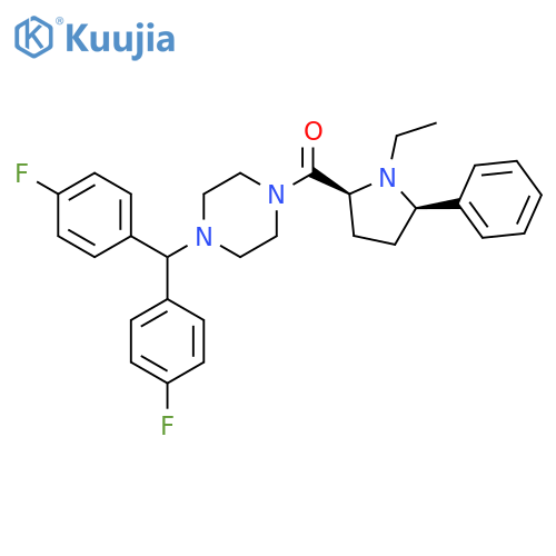 Piperazine,1-[bis(4-fluorophenyl)methyl]-4-[[(2S,5R)-1-ethyl-5-phenyl-2-pyrrolidinyl]carbonyl]- structure