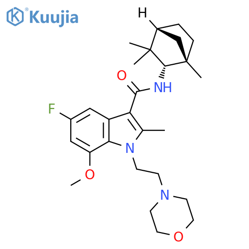 1H-Indole-3-carboxamide,5-fluoro-7-methoxy-2-methyl-1-[2-(4-morpholinyl)ethyl]-N-[(1S,2S,4R)-1,3,3-trimethylbicyclo[2.2.1]hept-2-yl]- structure