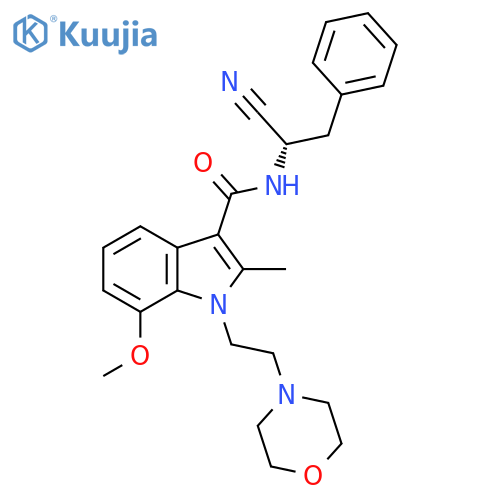 1H-Indole-3-carboxamide,N-[(1S)-1-cyano-2-phenylethyl]-7-methoxy-2-methyl-1-[2-(4-morpholinyl)ethyl]- structure