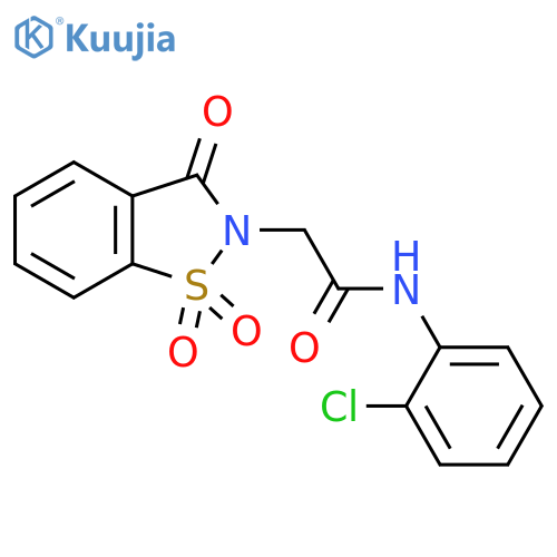 N-(2-chlorophenyl)-2-(1,1,3-trioxo-2,3-dihydro-1lambda6,2-benzothiazol-2-yl)acetamide structure