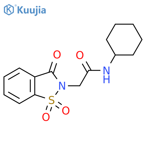 N-cyclohexyl-2-(1,1,3-trioxo-2,3-dihydro-1lambda6,2-benzothiazol-2-yl)acetamide structure