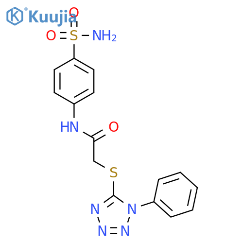2-(1-phenyl-1H-1,2,3,4-tetrazol-5-yl)sulfanyl-N-(4-sulfamoylphenyl)acetamide structure